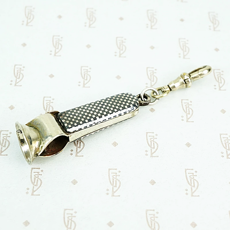 checkerboard niello cigar cutter on fob hook