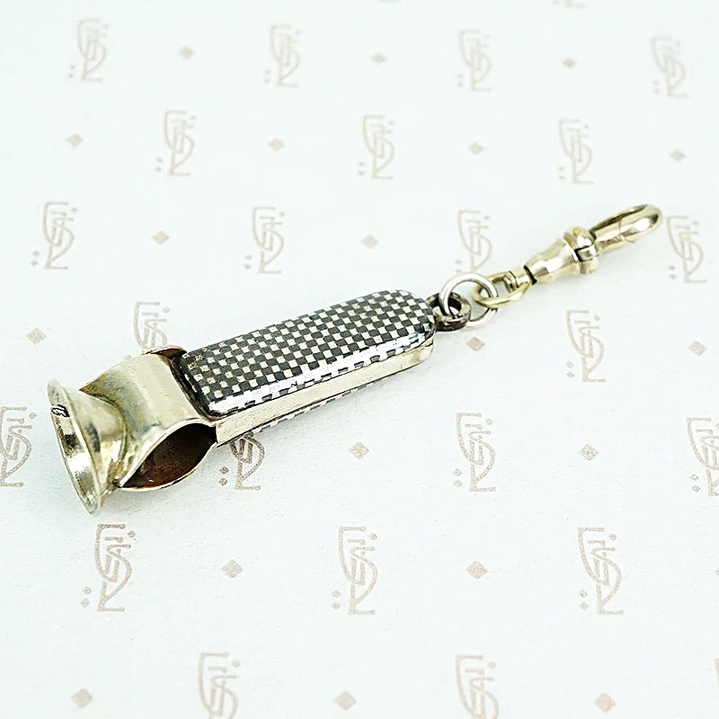 checkerboard niello cigar cutter on fob hook