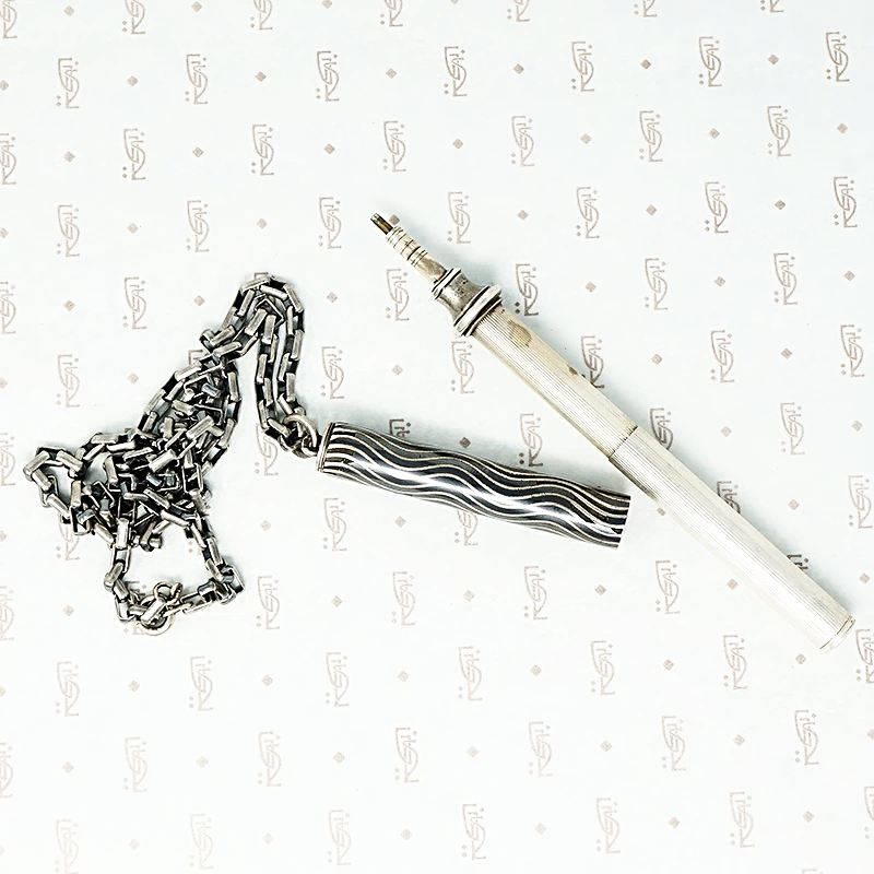 niello 800 silver pencil on recycled sterling chain showing pencil fully opened