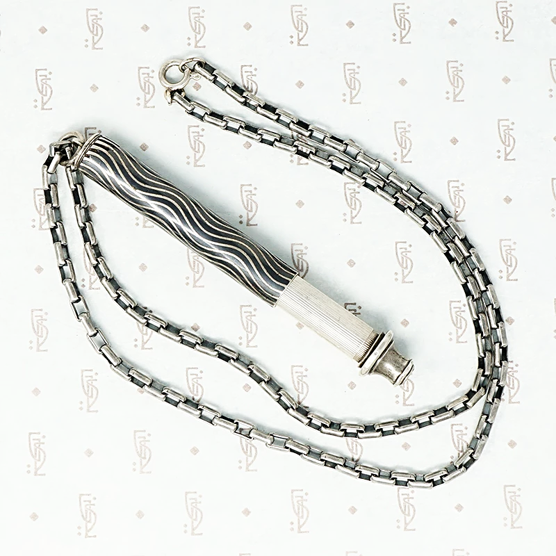 niello 800 silver pencil on recycled sterling chain showing partially closed pencil