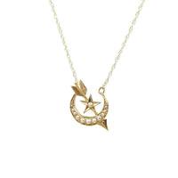 Moon Star & Arrow Necklace circa 1890 gold and pearls