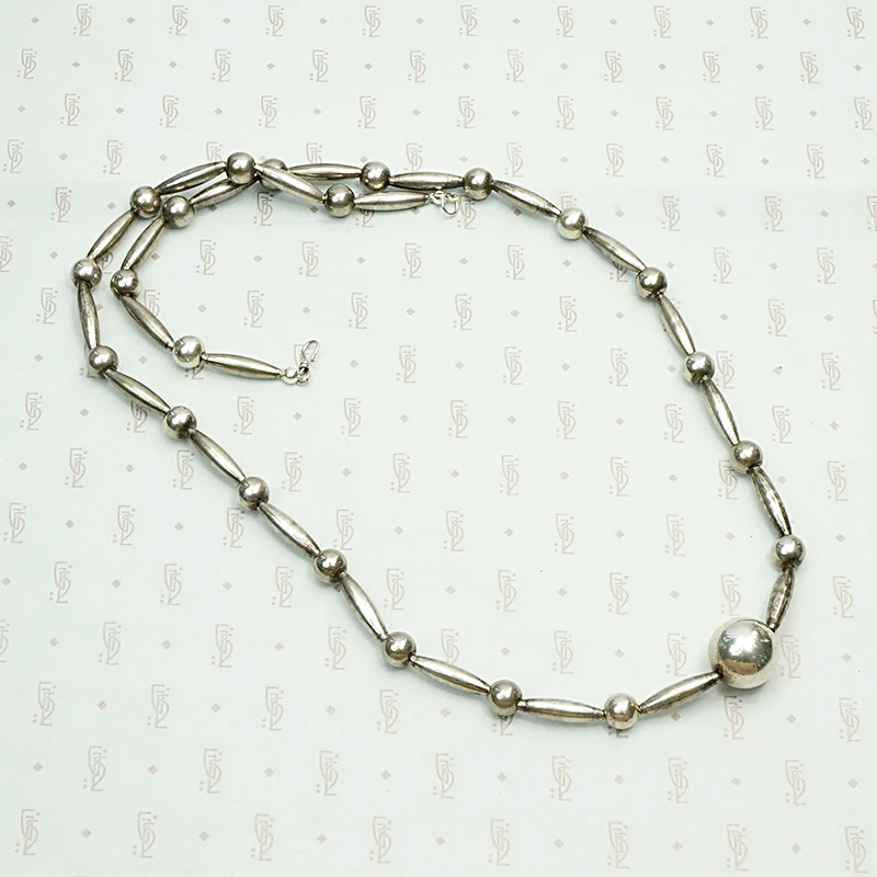 Navajo Handmade Silver Bead Necklace