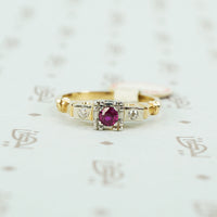 New Old Stock Vintage Ruby and Diamond Engagement Ring