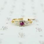 New Old Stock Vintage Ruby and Diamond Engagement Ring
