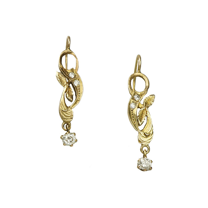 Art Nouveau Diamond Drop Earrings
