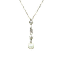 Edwardian Necklace in Platinum with Natural Pearl & Diamonds