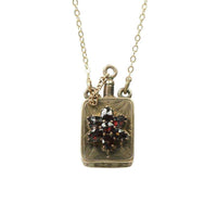 Gold Victorian Pendant Perfume Bottle set with Bohemian Garnets