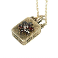 Gold Victorian Pendant Perfume Bottle set with Bohemian Garnets