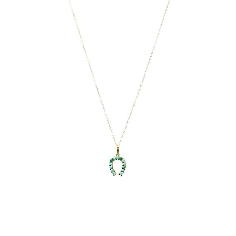 Gold & Turquoise Horseshoe Necklace