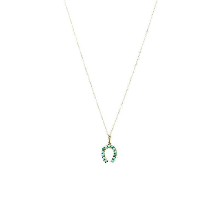 Gold & Turquoise Horseshoe Necklace