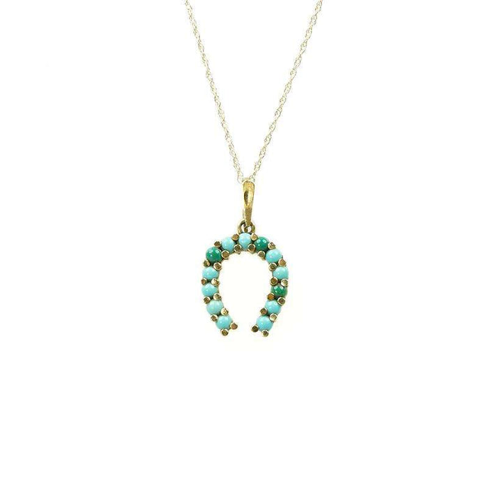 Gold & Turquoise Horseshoe Necklace