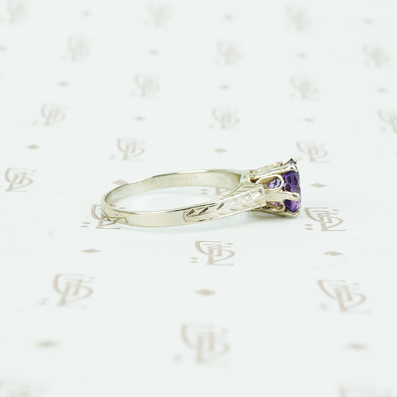 otsby and barton white gold and amethyst ring side