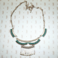 Octavius and Irma Seowtewa Zuni Petit Point Turquoise and Sterling collar necklace
