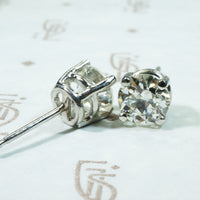 Stunning Old Euro Diamond Studs in Platinum