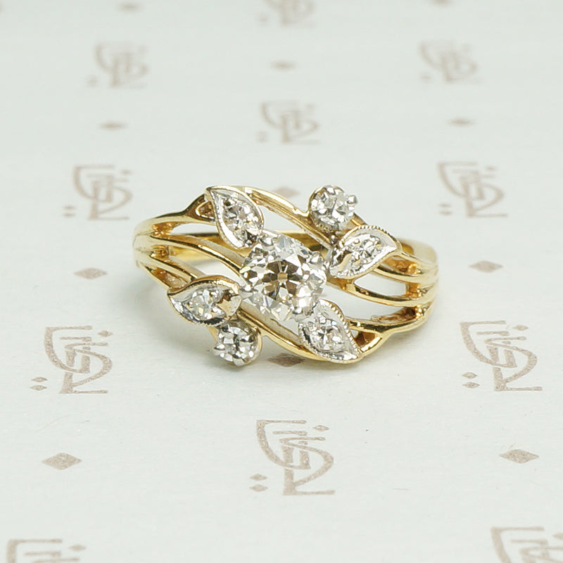 OMC Cushion Cut Diamond Flower Ring