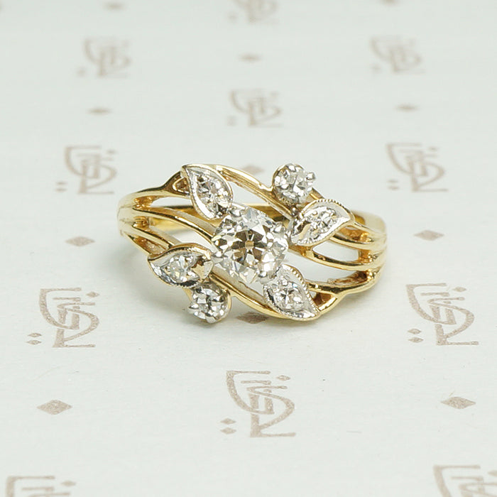 OMC Cushion Cut Diamond Flower Ring