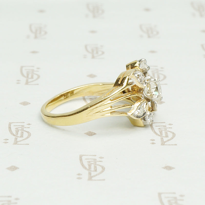 OMC Cushion Cut Diamond Flower Ring