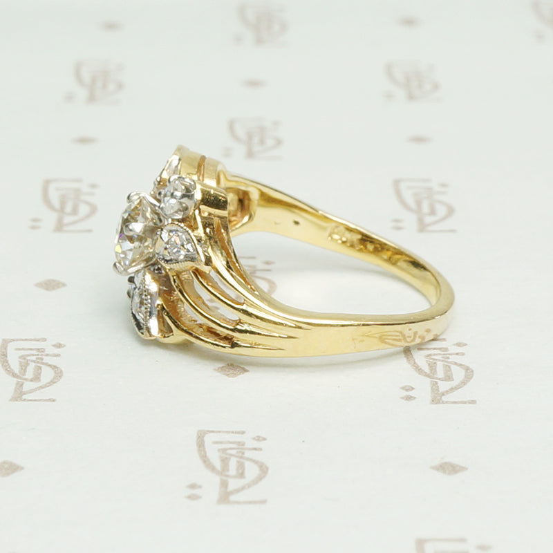 OMC Cushion Cut Diamond Flower Ring