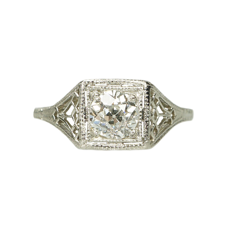 The Perfect Art Deco Platinum Engagement Ring - Gem Set Love