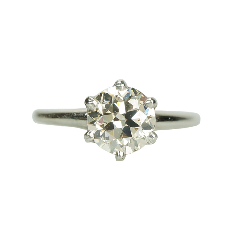 Vintage Platinum Solitaire Engagement Ring - Gem Set Love