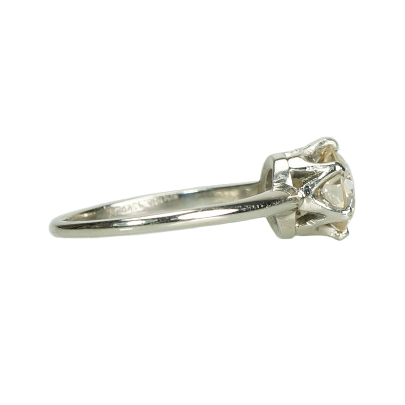 Vintage Platinum Solitaire Engagement Ring - Gem Set Love