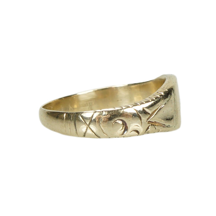 Old Gold Cigar Band Ring with Engraved Details - Gem Set Love
