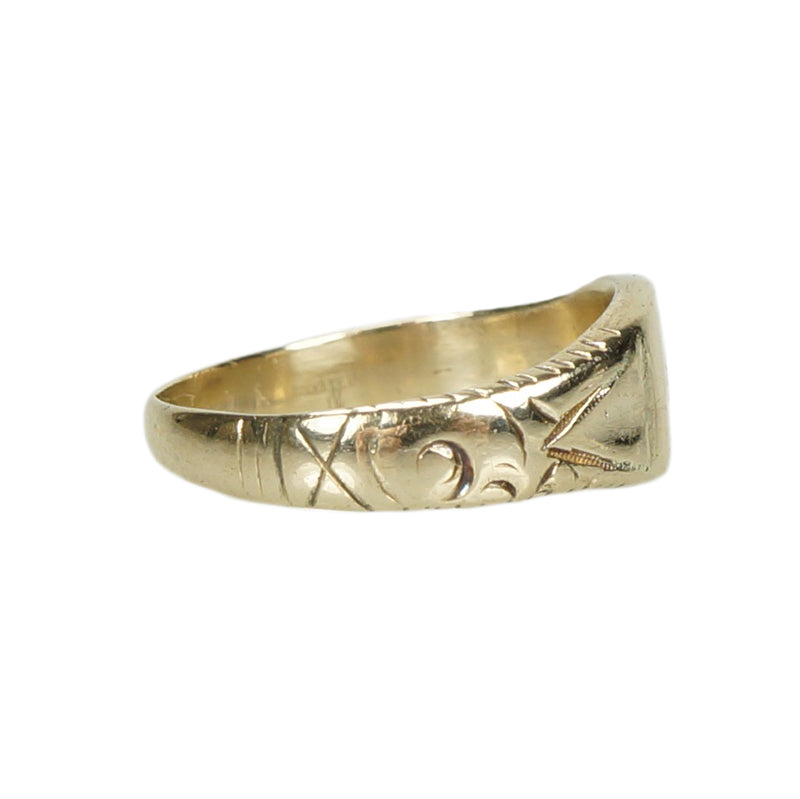 Old Gold Cigar Band Ring with Engraved Details - Gem Set Love