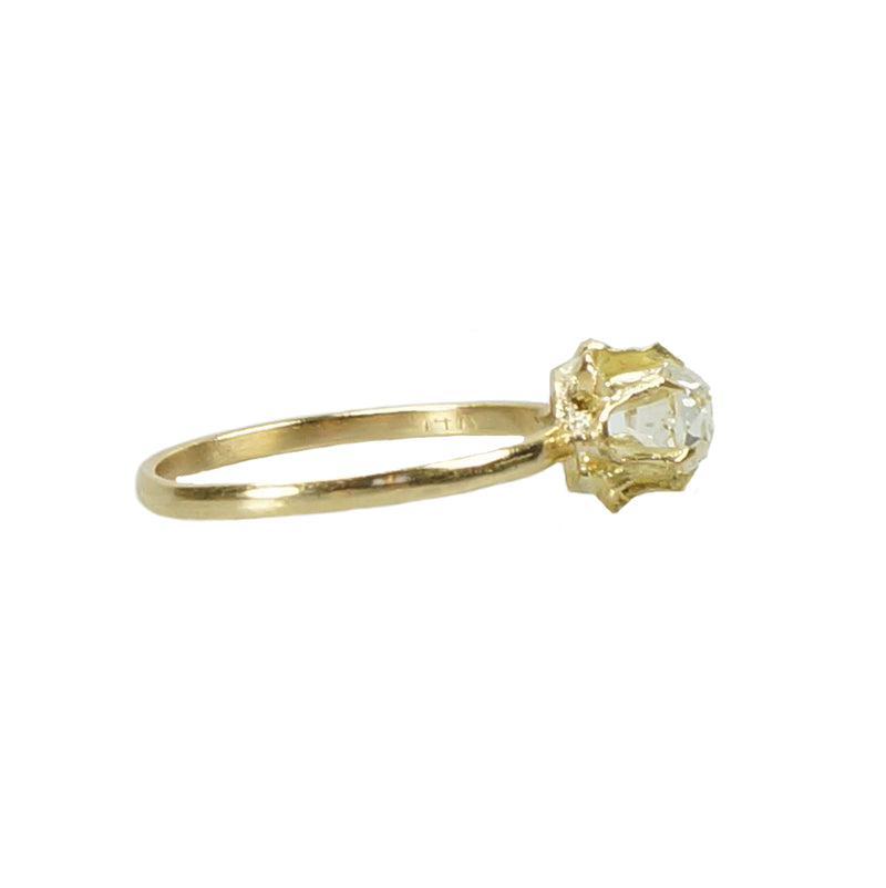 Cushion Cut Antique Diamond Gold Engagement Ring - Gem Set Love