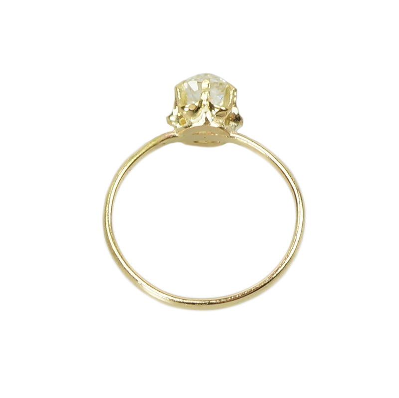 Cushion Cut Antique Diamond Gold Engagement Ring - Gem Set Love