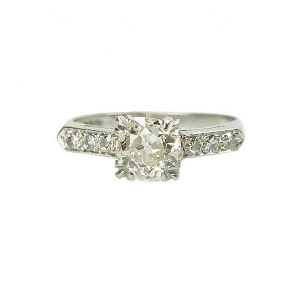 Vintage Platinum and Old Mine Cut Diamond Engagement Ring