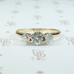 19th century 3 old mine cut diamond ring 14k yellow gold