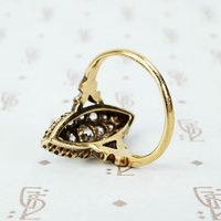 Exquisite Antique 18k Old Euro Diamond Navette Ring