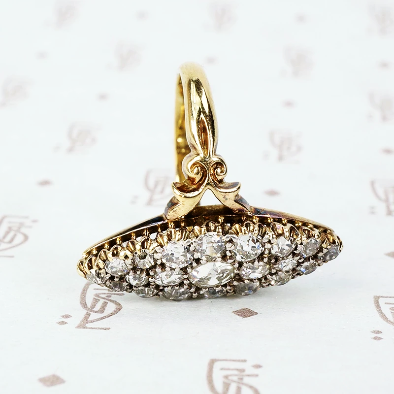 Exquisite Antique 18k Old Euro Diamond Navette Ring