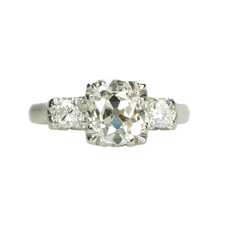 Vintage Cushion Cut Diamond and Platinum Ring - Gem Set Love