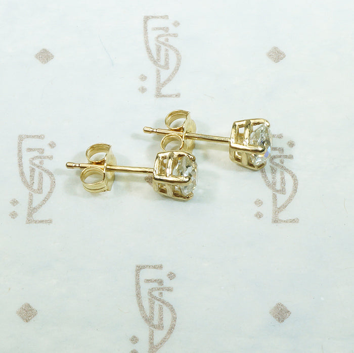 Antique Cushion Old Mine Cut Diamond Studs