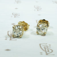 Antique Cushion Old Mine Cut Diamond Studs