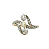 Rose Gold and Platinum Ring with Diamonds and Natural Pearl