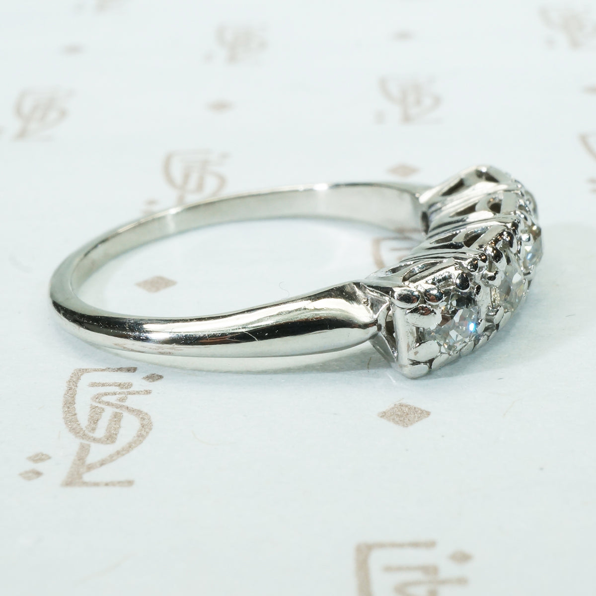 Old Mine Cut Diamond Platinum Band