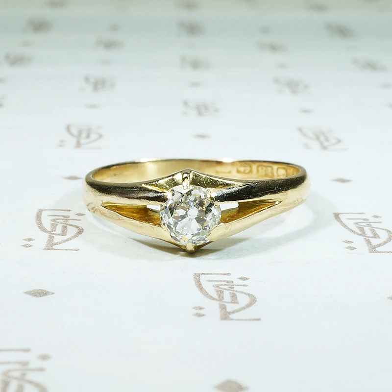 Endearing English Old Mine Diamond Solitaire Ring