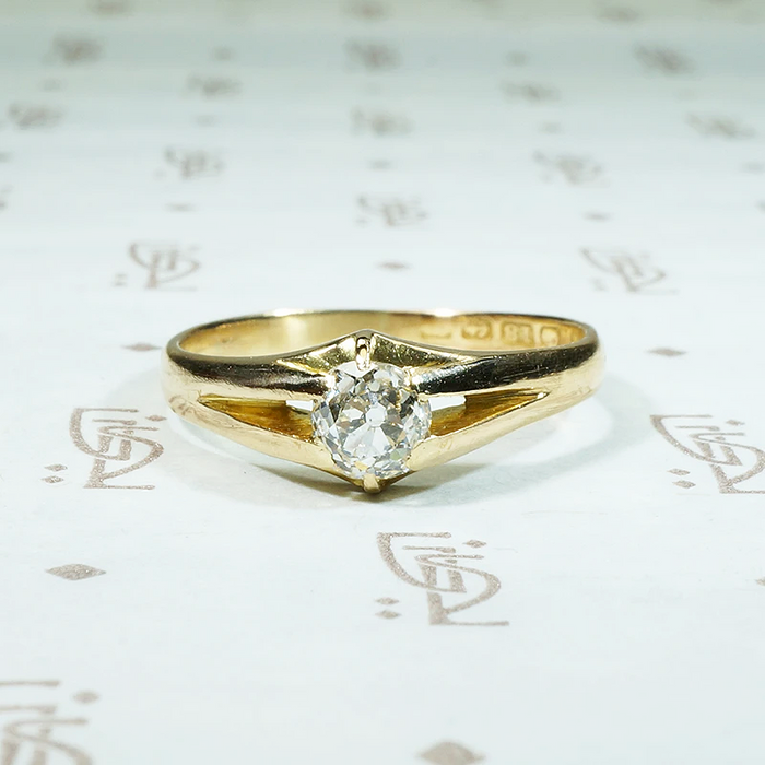 Endearing English Old Mine Diamond Solitaire Ring