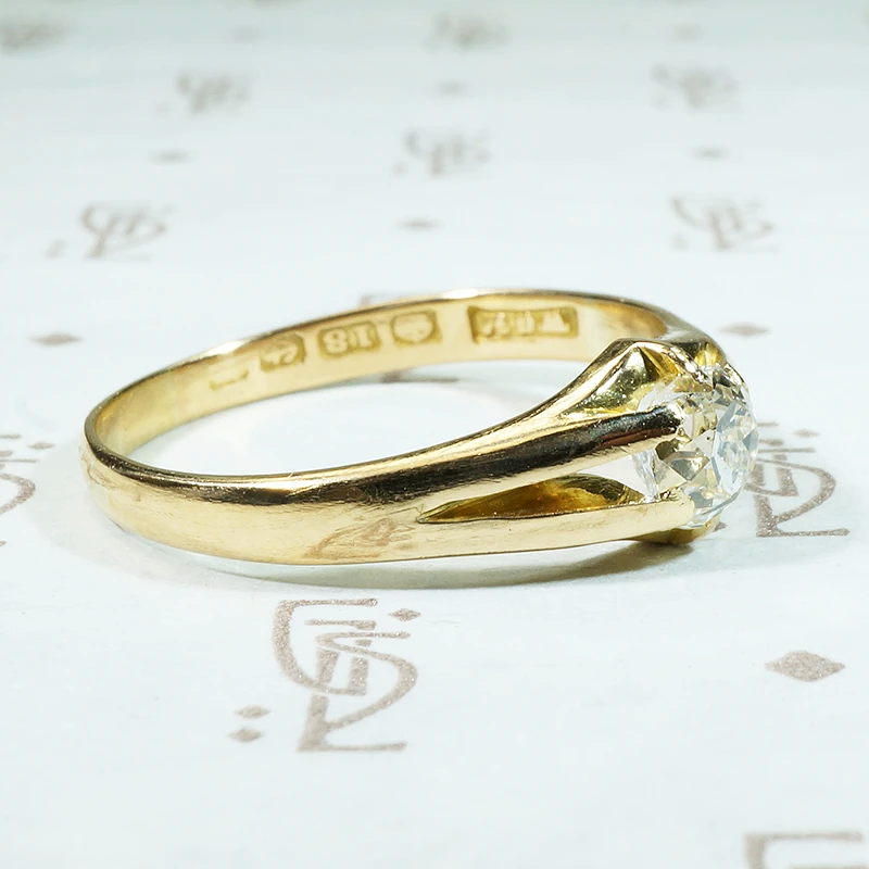 Endearing English Old Mine Diamond Solitaire Ring