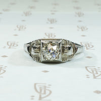 chunky old mine cut diamond engagement ring circa 1930's 14k white gold 