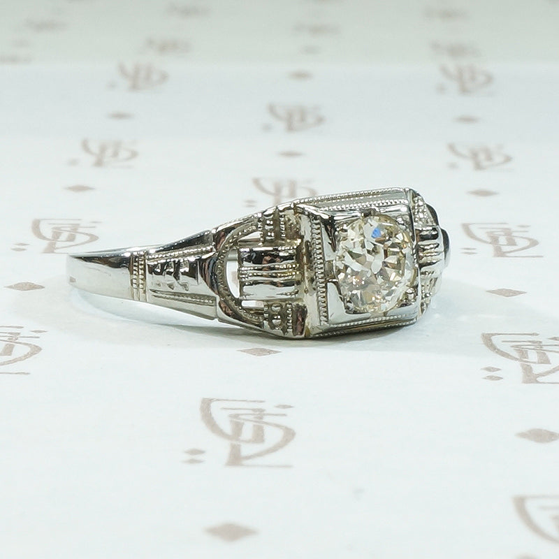 Industrial Chic Old Mine Diamond Engagement Ring