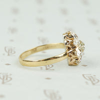Rare old Mine Cut Pear Shaped Diamond Flower Ring