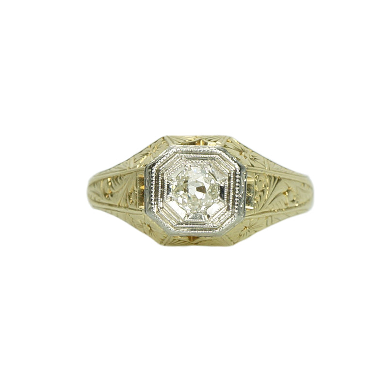 Platinum and Gold Diamond Set Gentlemans Ring