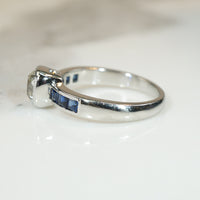 Bezel Set OMC Diamond and Sapphire Engagement Ring