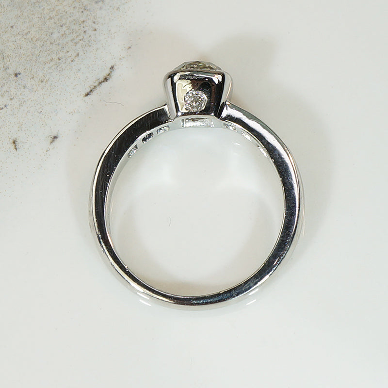 Bezel Set OMC Diamond and Sapphire Engagement Ring