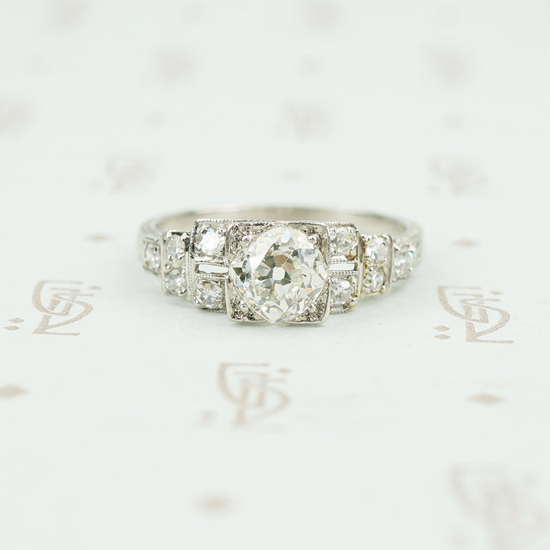 platinum deco engagement ring