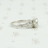 platinum deco engagement ring side view