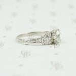 platinum deco engagement ring side view